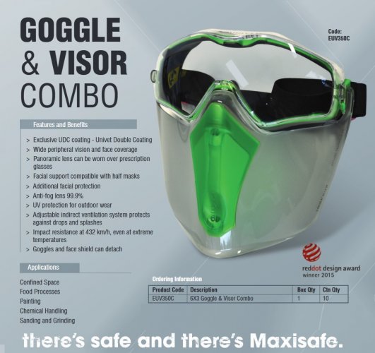 UNIVET COMBO VISOR 6X3 Ochranné brýle se štítem