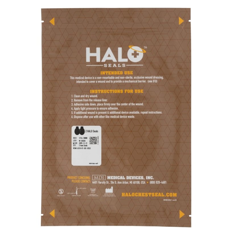 Halo Seals 2 ks - hrudní krytí bez ventilu - Typ produktu: IFAK balení