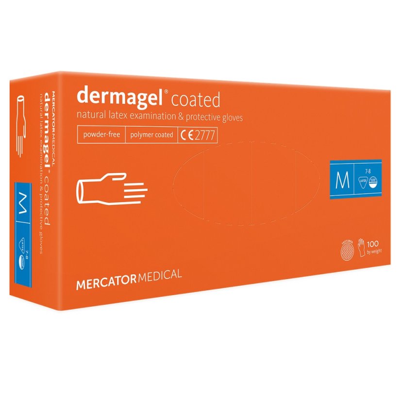 DERMAGEL Coated - latexové rukavice 100 ks - Velikost: M Medium
