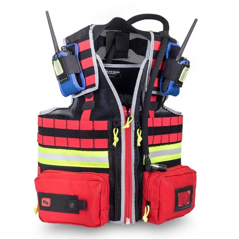 E-VEST'S - záchranářská vesta (přišité přední kapsy) - Velikost: S/M červená