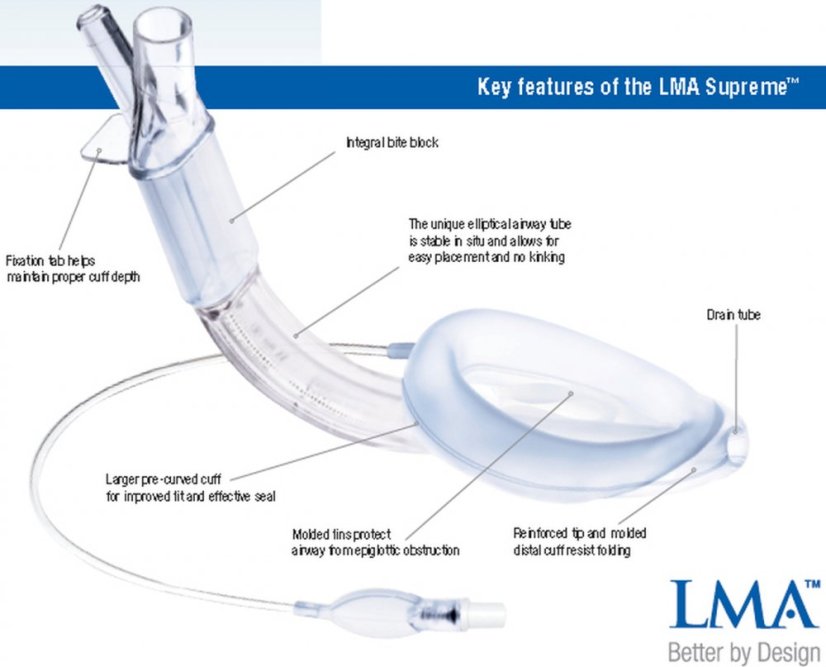 LMA Supreme - laryngeální maska - Velikost: Velikost 4, dospělí, 50-70 kg, max.objem 30 ml