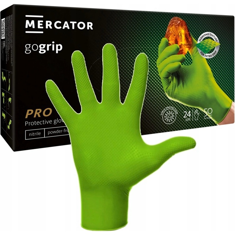 MERCATOR GoGrip Green - nitrilové zesílené rukavice