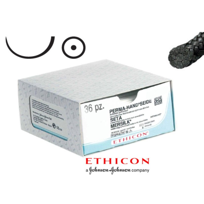 Ethicon PERMA - HAND 3-0, 75 cm černý s jehlou - 1 ks (šicí materiál)