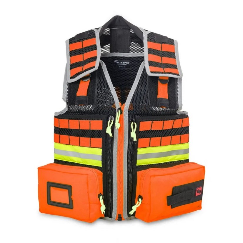 E-VEST'S - záchranářská vesta (přišité přední kapsy) - Velikost: S/M červená