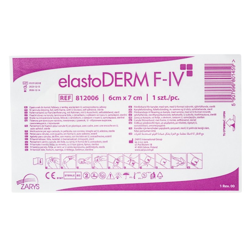 ELASTODERM F-IV transparentní filmové krytí 6 x 7 cm s výřezem