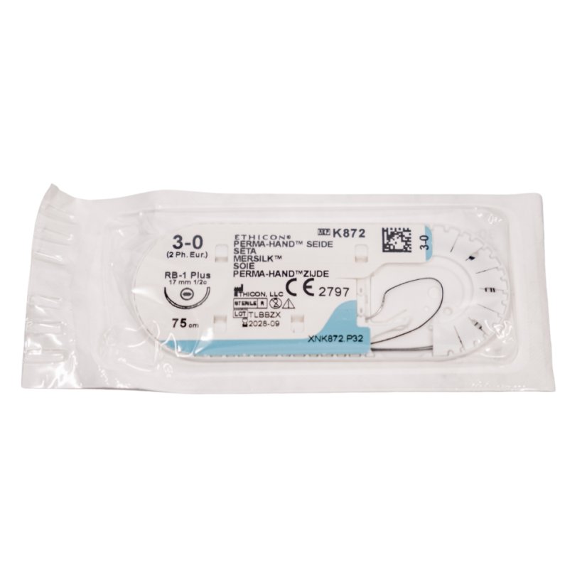Ethicon PERMA - HAND 3-0, 75 cm černý s jehlou - 1 ks (šicí materiál)