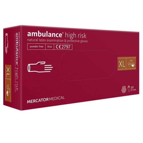 AMBULANCE High Risk - prodloužené latexové rukavice 50 ks - Veľkosť: M Medium