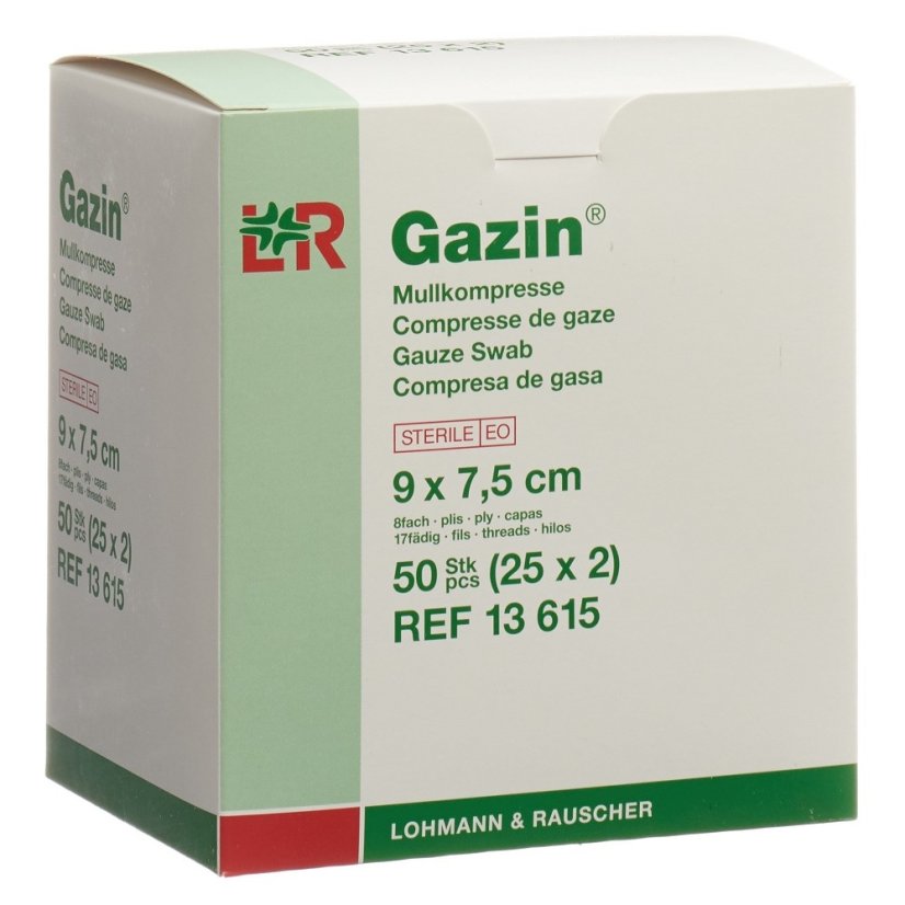 Gazin sterilní 9 cm x 7,5 cm (25 obálek á 2 ks)