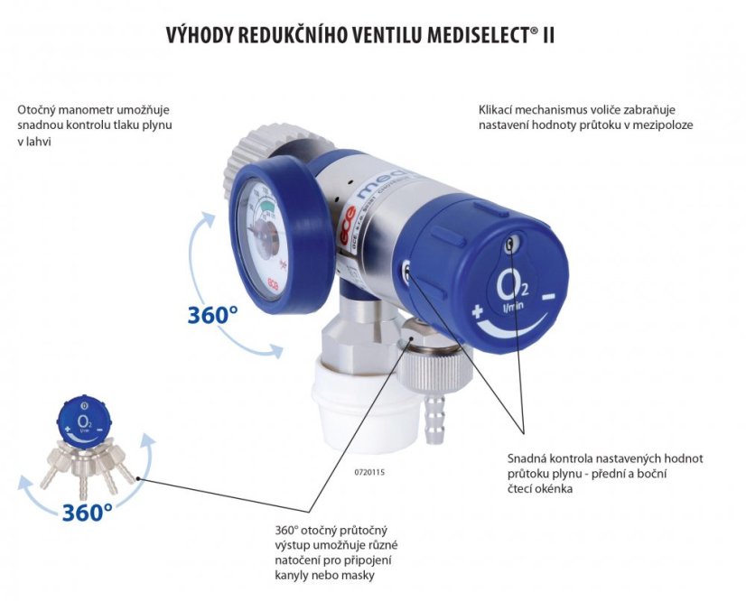 Lahvový redukční ventil MEDISELECT II QC 25L - oranžový