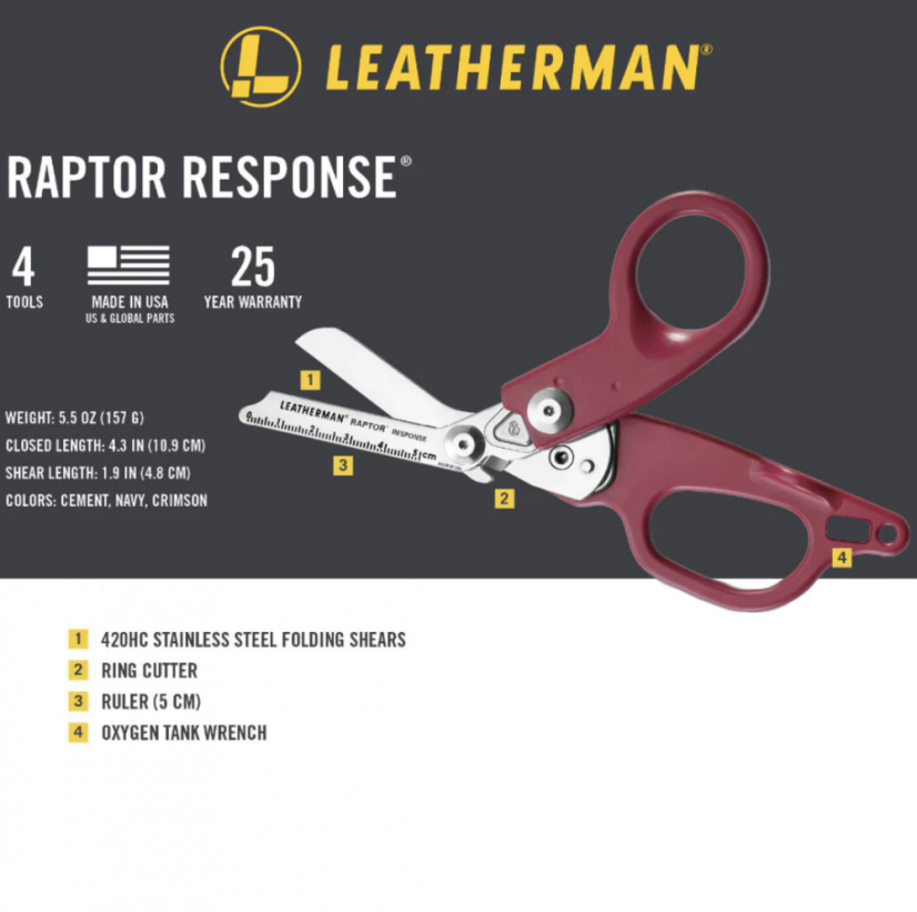 Leatherman RAPTOR RESPONSE - multifunkční nástroj - Barva: CRIMSON (cihlově červená)