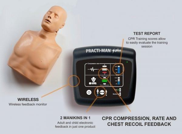PRACTI-MAN PLUS - resuscitační figurína 2v1 (dospělý a dítě)  s vyhodnocováním