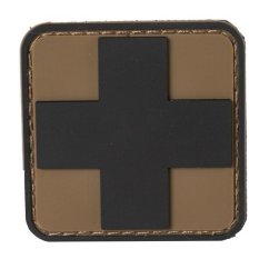 Nášivka Velcro 3D Medic Cross BLACK/ COYOTE 5 cm
